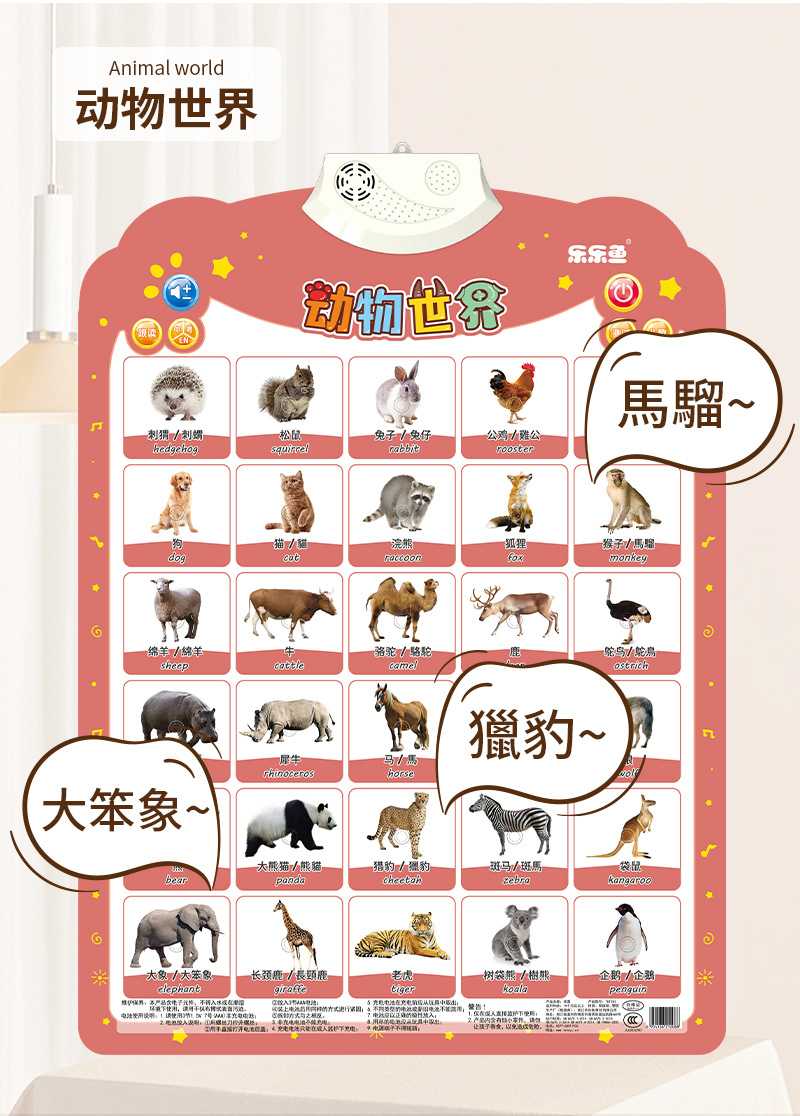 中英粤三语有声挂图儿童启蒙认知字母表墙贴宝宝益智玩具互动启蒙详情7