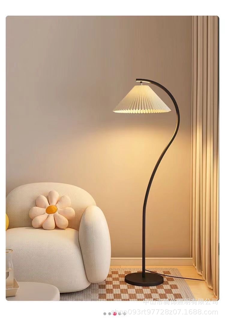 ins cream-style floor lamp, vintage French retro living room, bedroom, bedside standing table lamp, popular ambient light pic 22
