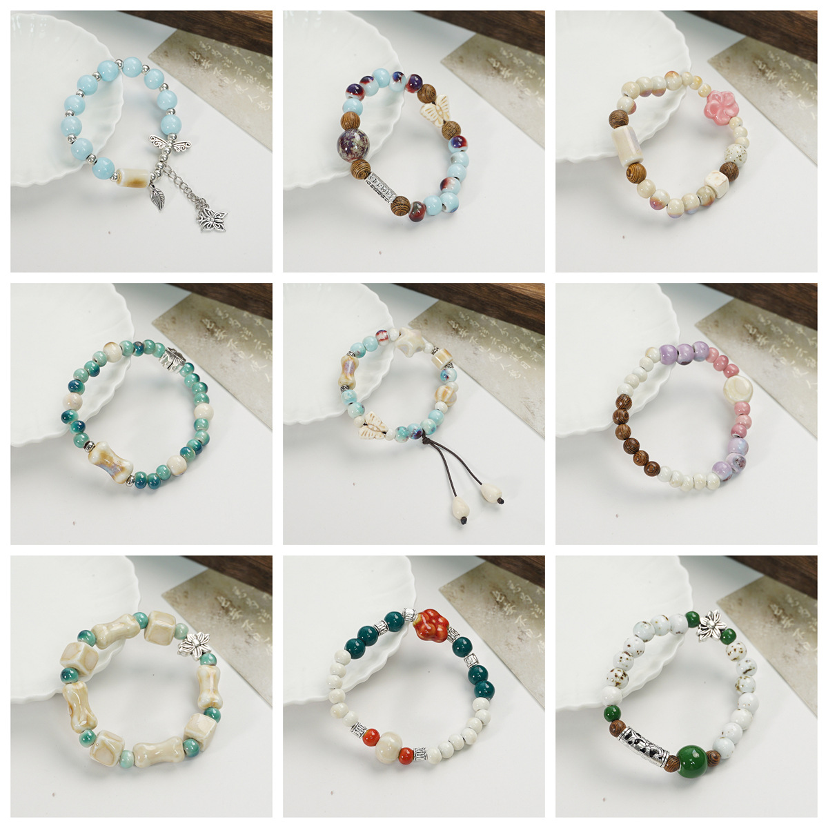 The popular Jingdezhen ceramic handcrafted beaded bracelet of the same style on Xiaohongshu is versatile and does not fade. Wholesale of bracelet accessories pic 1