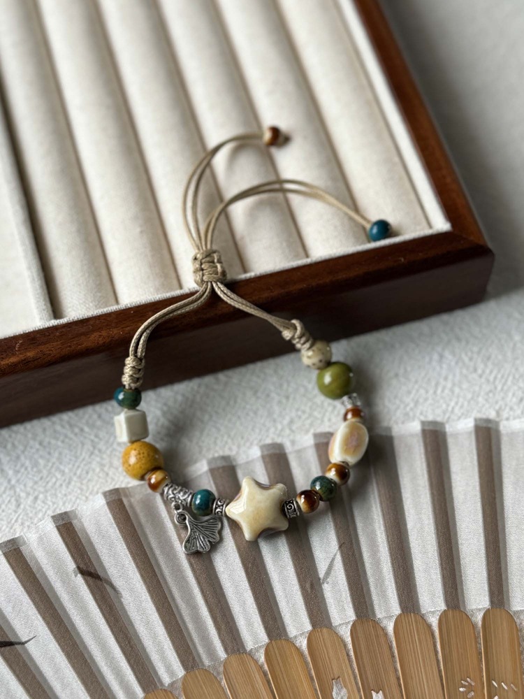 Jingdezhen ceramic bracelet wholesale street stall, versatile, fresh and new Chinese style, popular flower-woven ancient-style bracelet for women pic 5