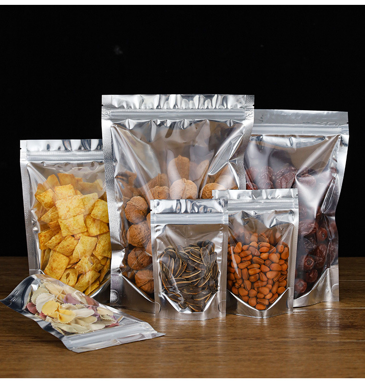 Yin-yang aluminum foil bags, self-standing and self-sealing bags for dog food, semi-transparent aluminum-coated yin-yang bags, aluminum film bags in stock pic 12