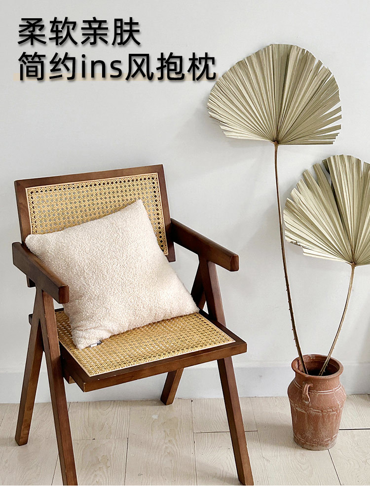 简约纯色正方形抱枕含芯一体沙发靠背垫家居单人卧室靠枕套样板房详情1