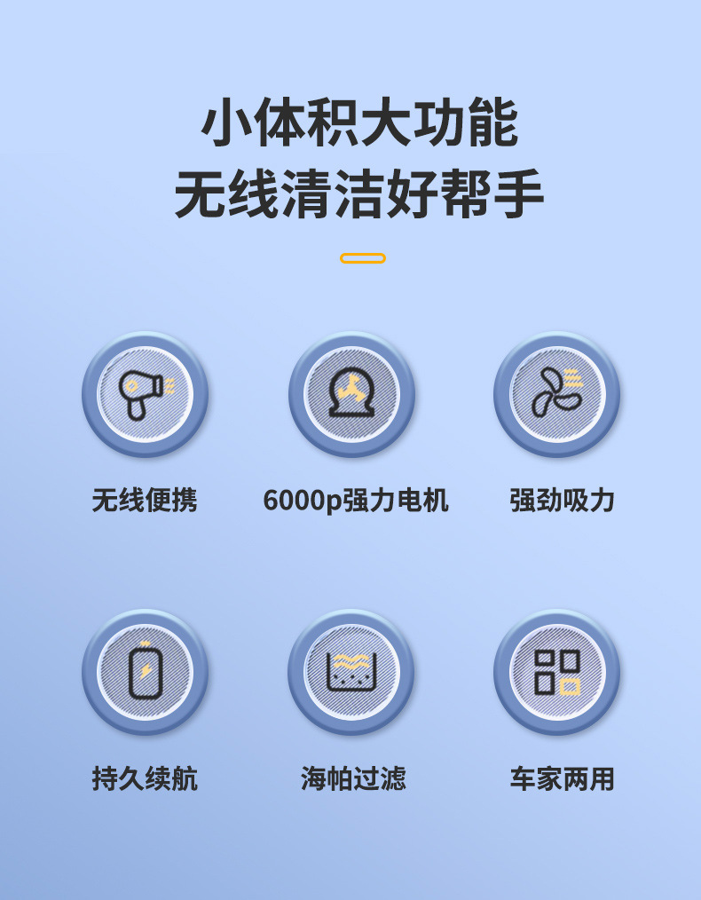 手持无线车载吸尘器吸吹一体超强大吸力汽车家居户外多功能吹尘器详情14