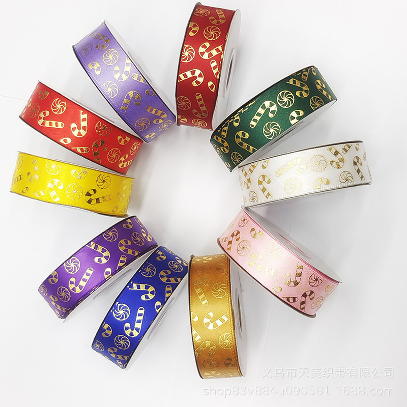 New Christmas ribbon 2.5CM gold embossed Christmas gift box, colorful ribbon, silk ribbon, Christmas accessories, heat set and embossed pic 10