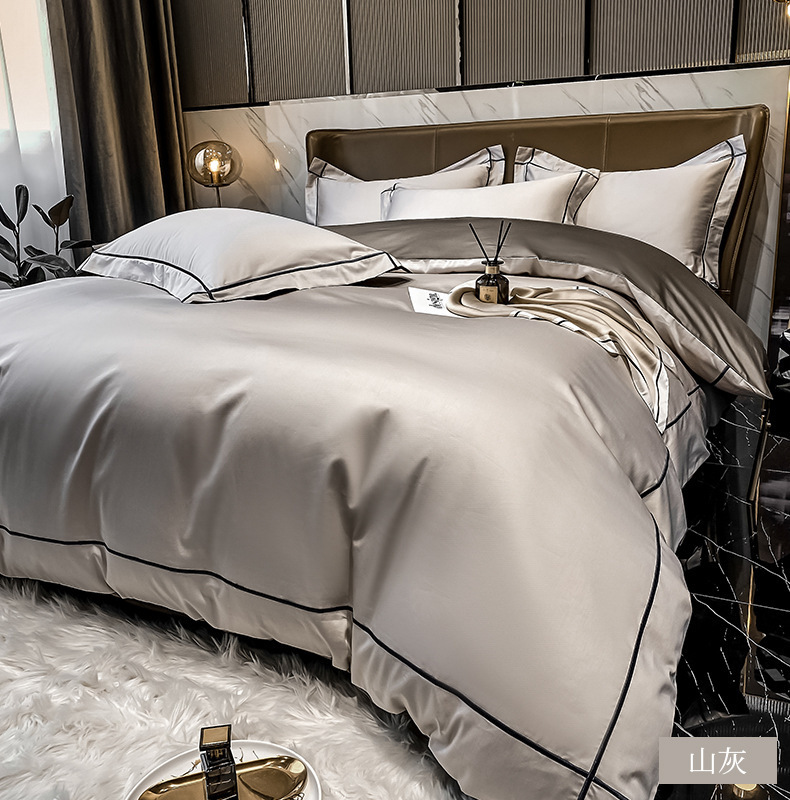 简约素色160支长绒棉四件套全棉纯棉100床单被套欧式床上用品春秋详情26
