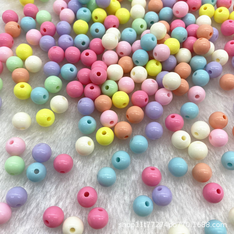 4/6/8mm亚克力直孔实色圆珠 diy手工串珠材料 光面珠子手机链散珠详情3