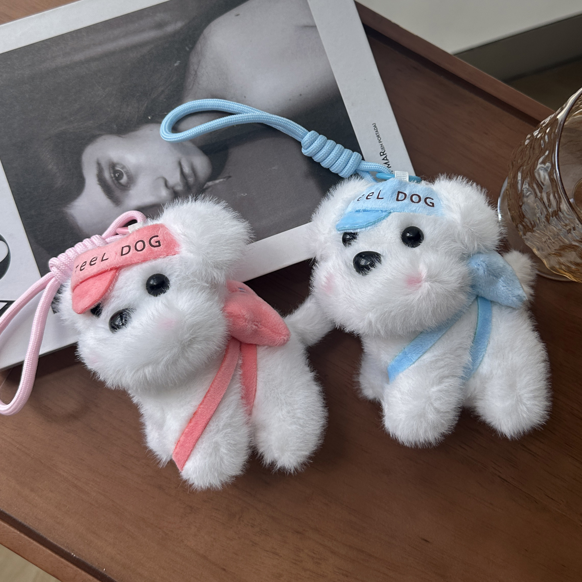 网红可爱萌棒球帽小狗挂件毛绒玩具公仔书包包挂饰钥匙扣娃娃玩偶详情6