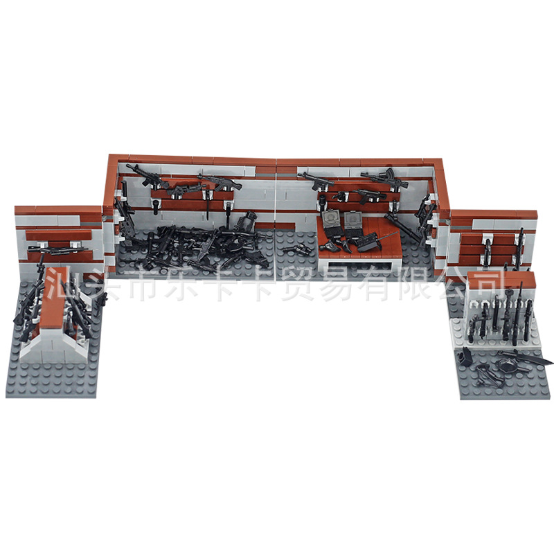 跨境兼容军事积木变形武器库装备展示架军火库枪械配件拼装玩具详情3