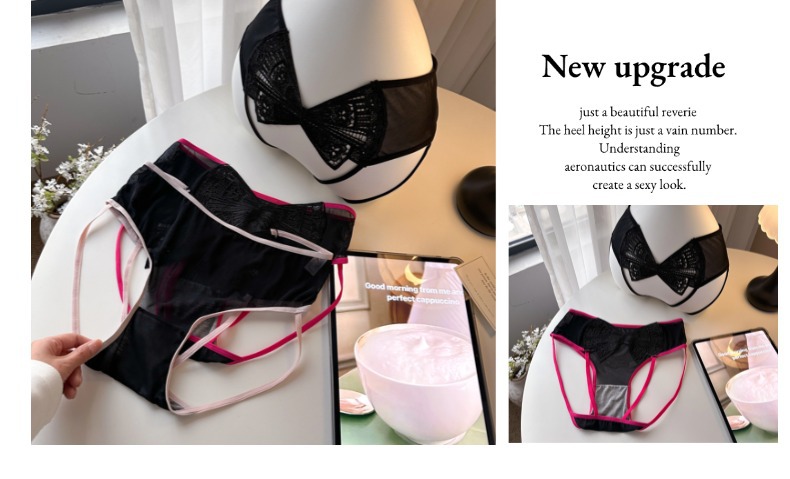 Plaque-sized high-waist-hip women's pure cotton tight-fitting inner pants with a cartoonish and sexy thong style, comfortable and breathable pic 12