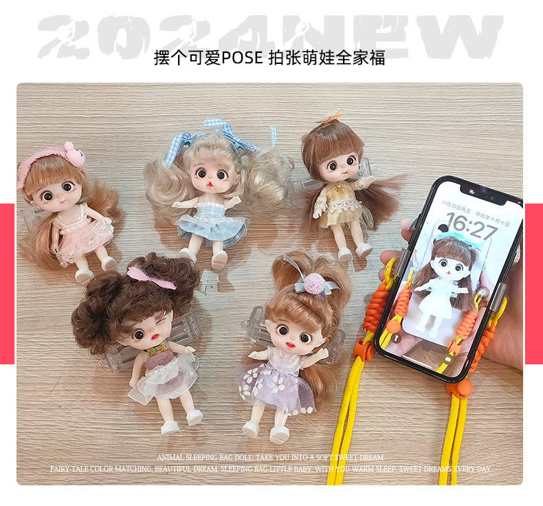 Cute-shaped phone holder, doll bag, phone back holder, birthday gift for girls, decorative and creative digital phone pendant pic 4