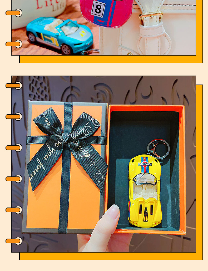 合金回力跑车钥匙扣挂件涂鸦仿真赛车模型学生书包挂饰小礼品批发详情12