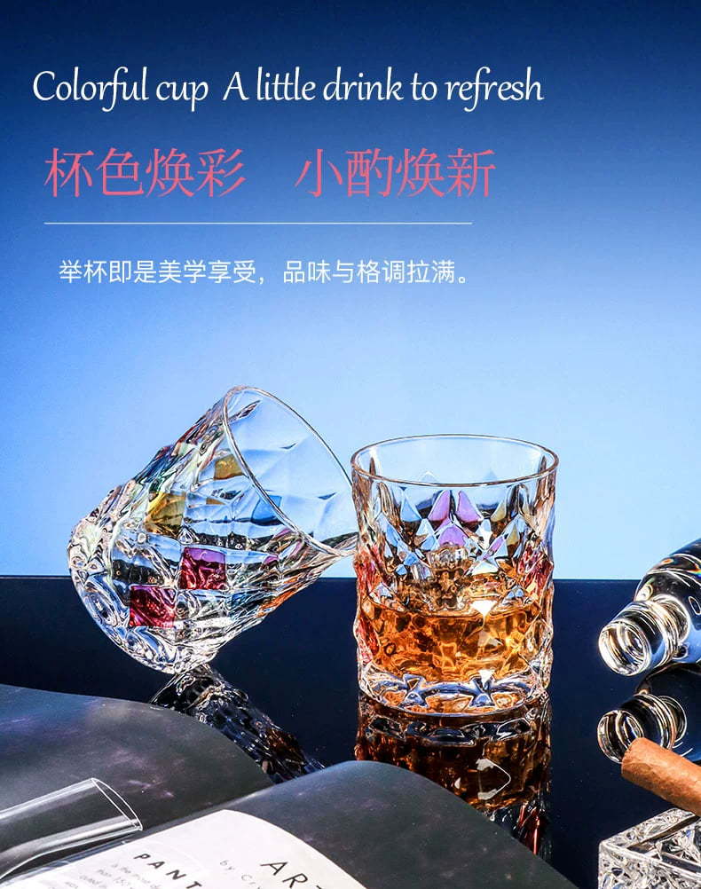 Czech imported whisky glass, high appearance level, crystal glass, high-end sense, home whisky glass, glass beer glass pic 13