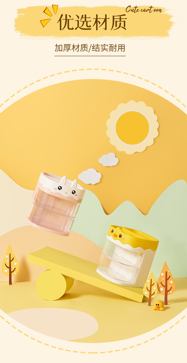 桌面卡通收纳盒 家用客厅书房学生文具整理盒 儿童小饰品萌趣整理详情4