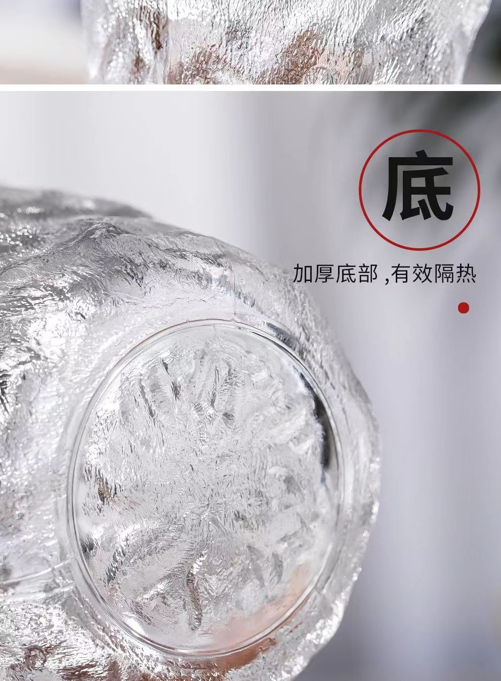 网红高颜值日式冰川杯透明锤纹玻璃杯家用大容量咖啡杯创意礼品杯详情9