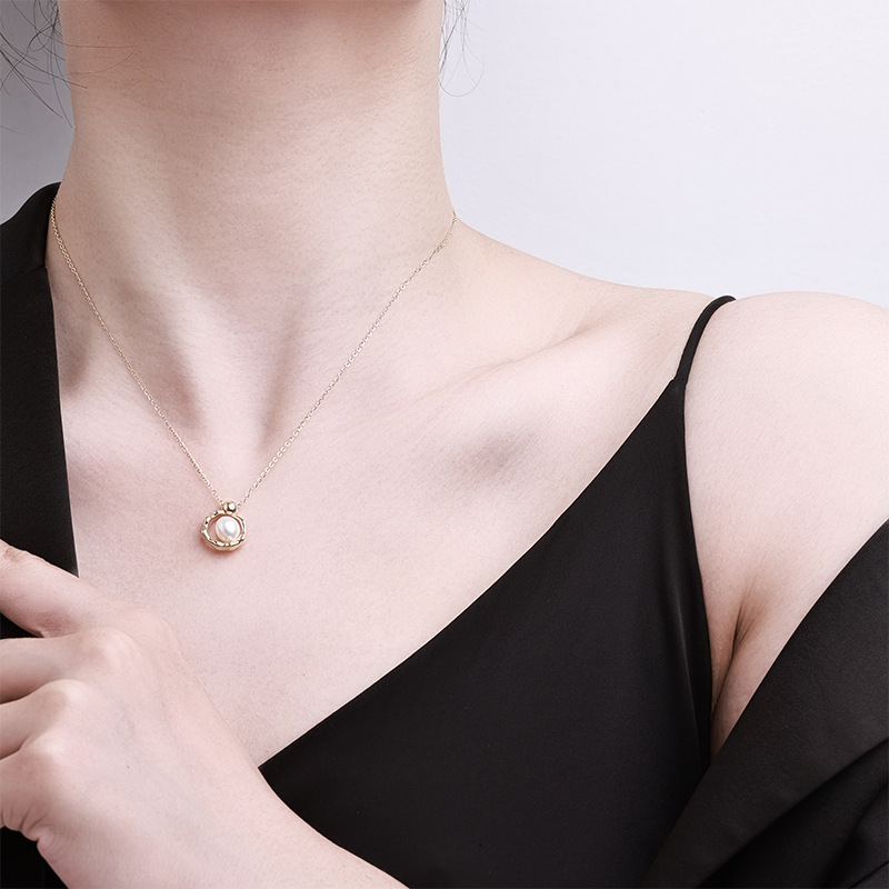 卓恒甄选天然淡水珍珠项链小众个性简约气质设计感纯银珍珠项链详情3