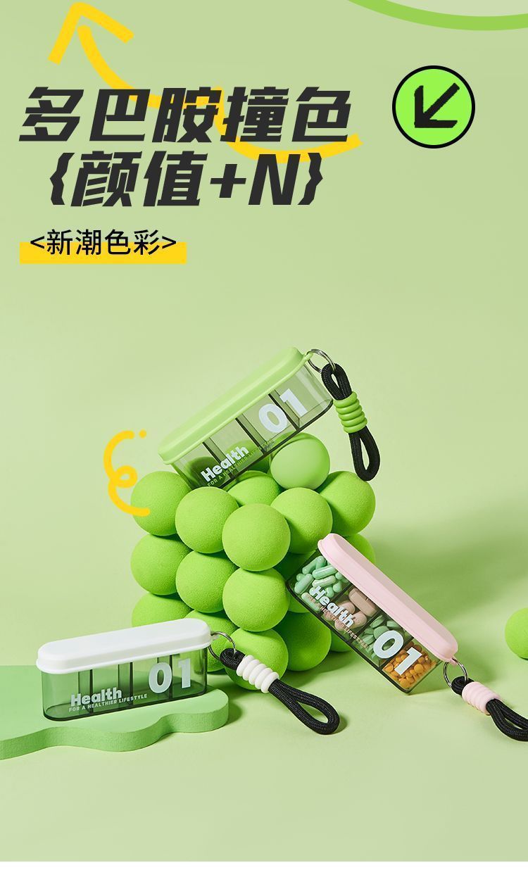 Portable medicine box, small medicine dispensing box, mini medicine storage box for seven days a week, divided into compartments for three meals a day pic 10