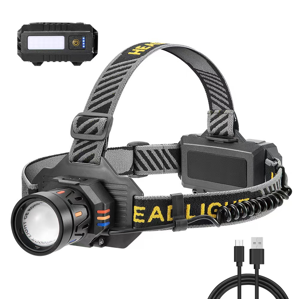 跨境新款白激光强光头灯USB充电户外变焦远射头灯东背部红光警示L详情1