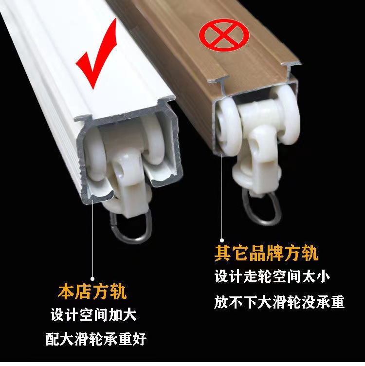 加厚窗帘轨道杆滑轨铝合金导轨双轨直轨罗马杆顶装侧装挂钩滑道轨详情3
