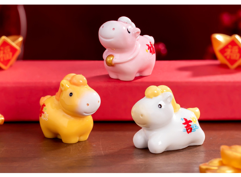 马年创意五彩小马公仔萌粒DIY装饰品桌面迷你车载摆件陶瓷工艺品详情10