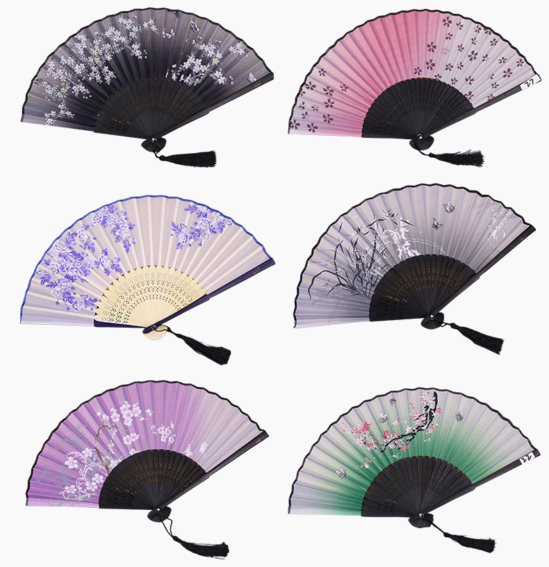 绢布竹质伴娘接亲折扇子女中国扇子古风批发学生和风日式扇竹制品详情6