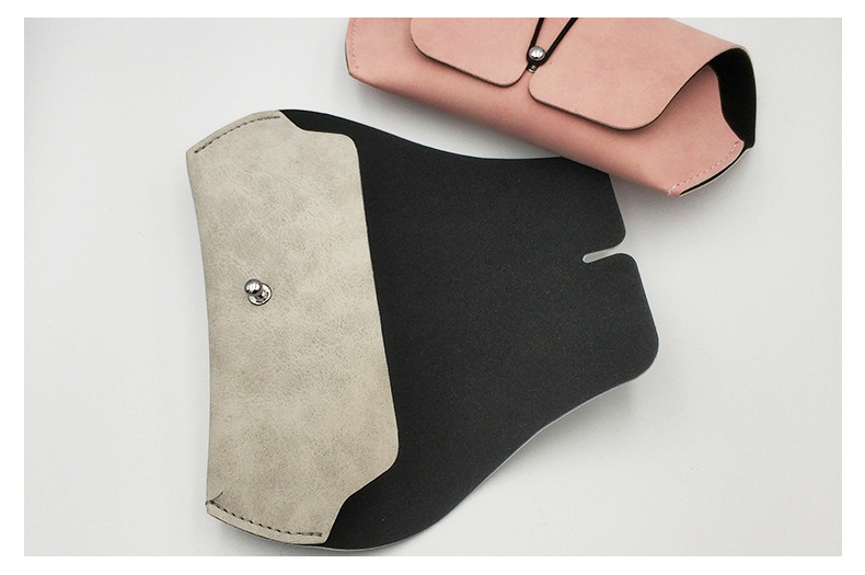 Fashionable buckle strap sunglasses case, faux leather flocked lining, eyeglass bag, eyeglass case box wholesale available with logo printing pic 9