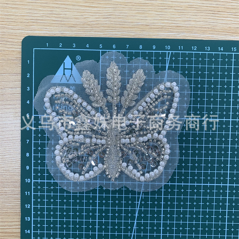 Embroidered butterfly sequins, beads, individual flowers, wedding dress and evening gown accessories pic 6