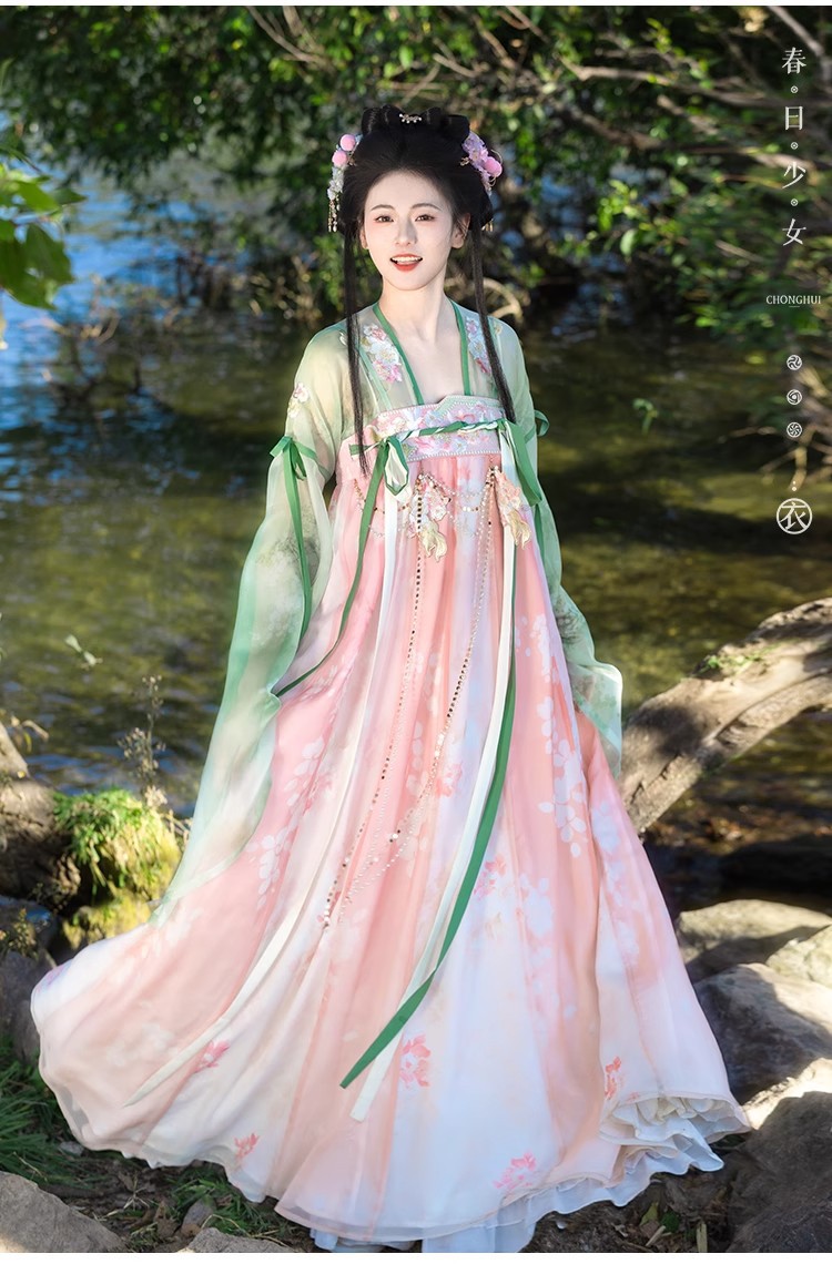 国潮新款原创春雨落花唐制汉服女齐胸襦裙改良古风超仙中国风古装详情10