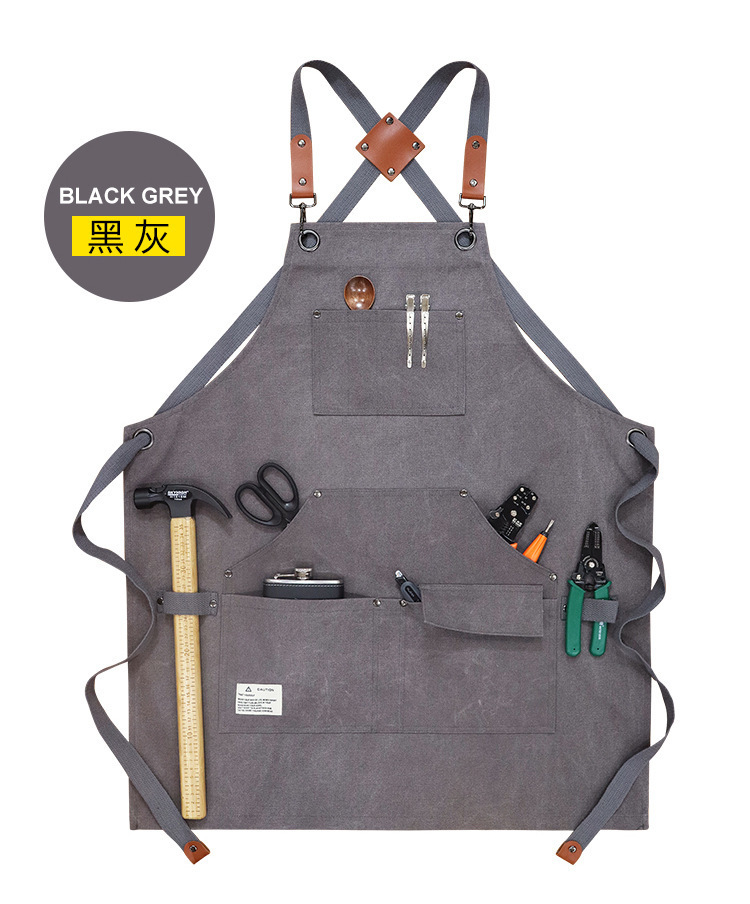 【持嘉】跨境加厚帆布多口袋工匠园艺工作服围裙烧烤汽修师机械师详情20