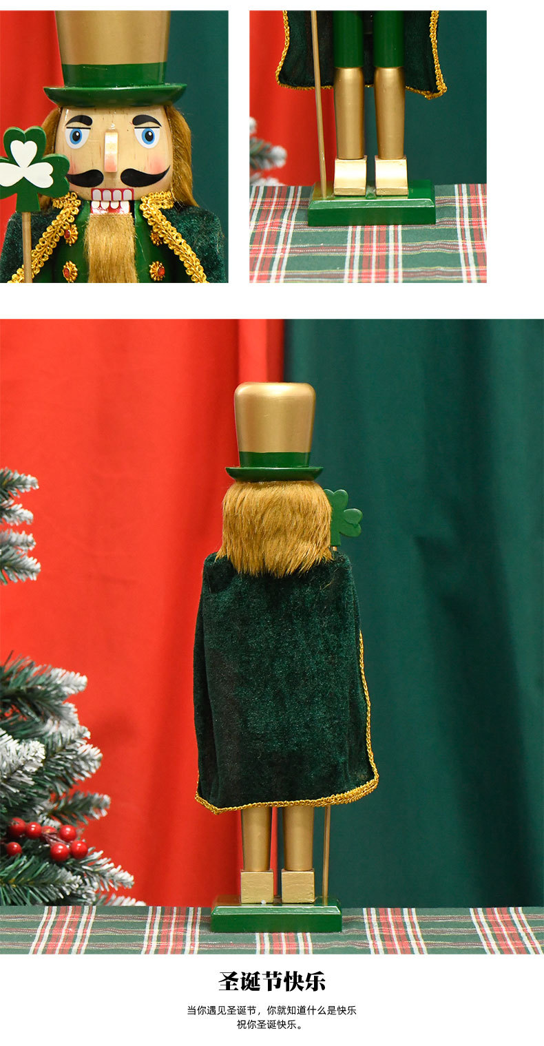 New item in stock: 38CM green and gold lucky Irish cape Nutcracker Christmas decoration pic 4