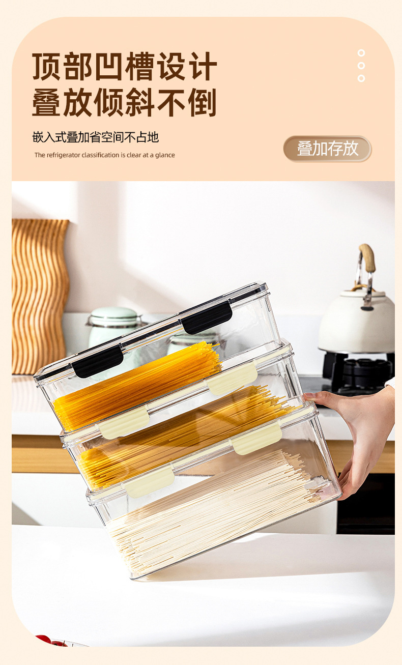 Noodle storage box, refrigerator, kitchen, food-grade sealed preservation box with lid, coriander, scallion, ginger, garlic, pasta and dried noodles box pic 12
