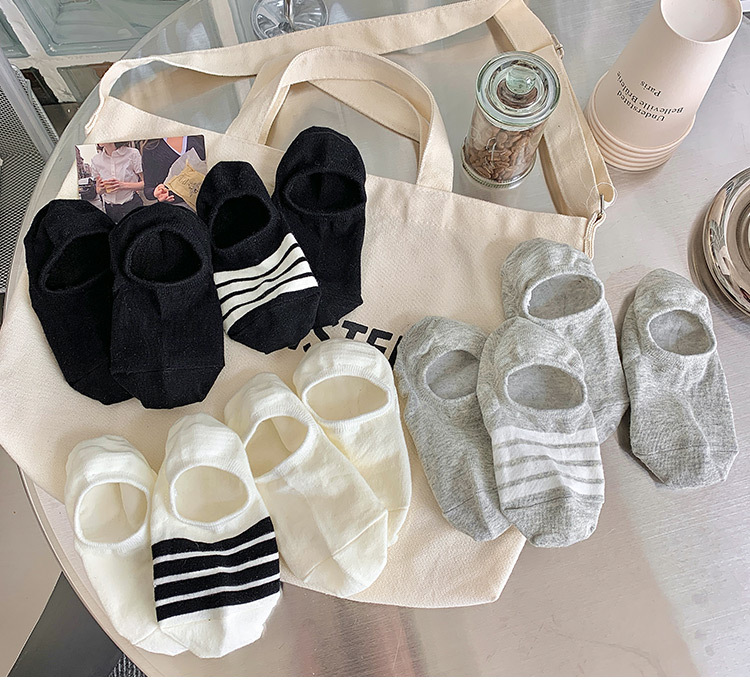 船袜女日系夏季薄款纯色棉质黑白浅口隐形袜硅胶防滑女士袜子详情2