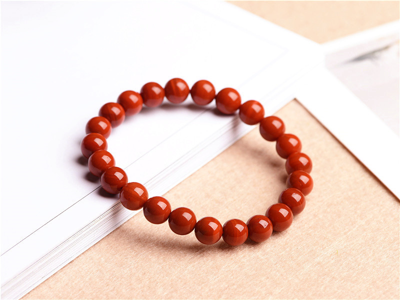 Jiuya Crystal Natural Nan Hong Agate Loose Bead Bracelet, Persimmon Red Agate Round Bead Bracelet Factory Direct Sales pic 4