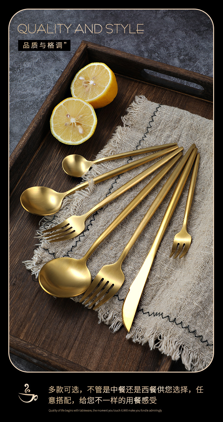 Island Qi 304 Stainless Steel Knife, fork and Spoon Restaurant Hotel Western Cuisine steak knife and fork Creative Portuguese knife, fork and spoon ins style pic 7