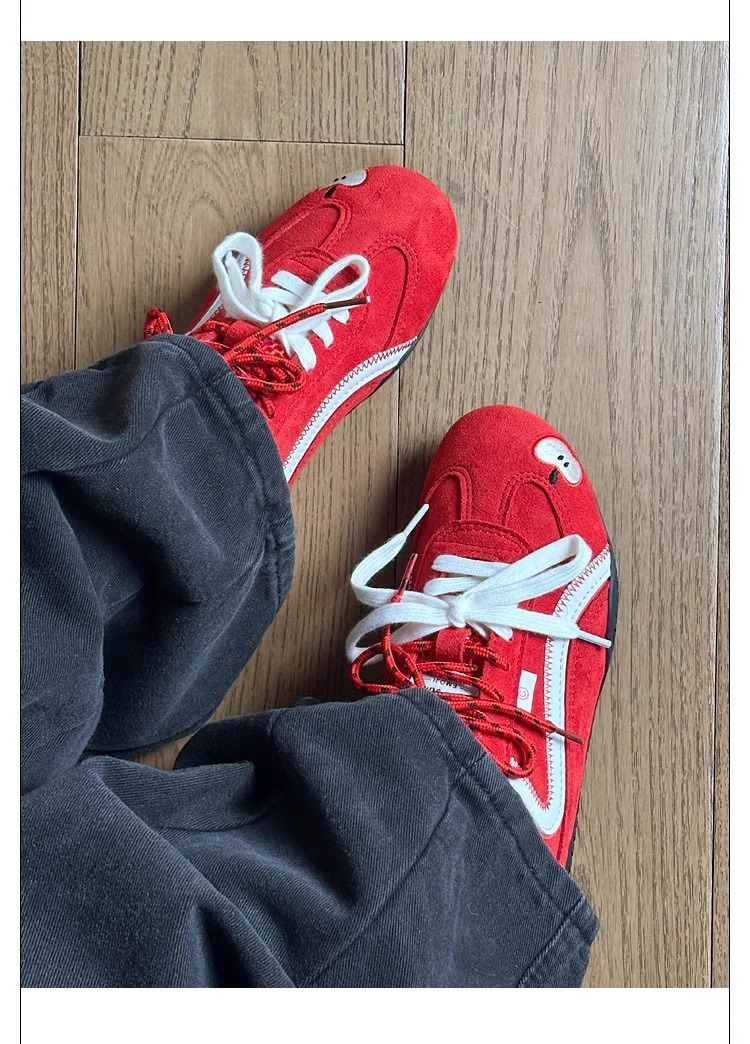 新款厚底增高红色苹果系带德训鞋复古时尚百搭阿甘运动休闲鞋女详情8