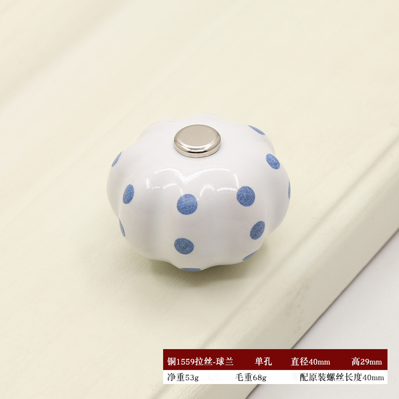 Cross-border garden cabinet door pull, handcrafted ceramic handle, copper buckle ball, round cabinet, wardrobe drawer, single-hole furniture handle pic 12