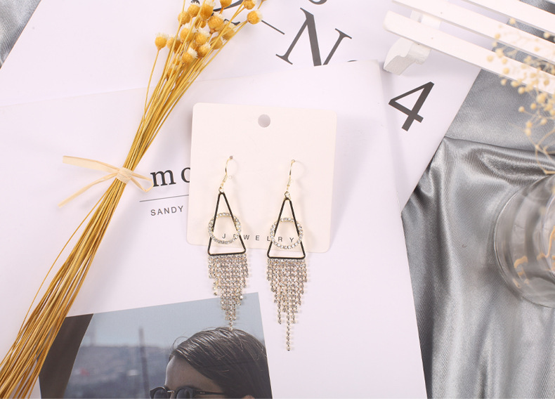 Creative Design 2021 European and American Cross-border Earrings, rhindiamond copper accessories, Welded, fashionable, elegant and simple earrings for women pic 4