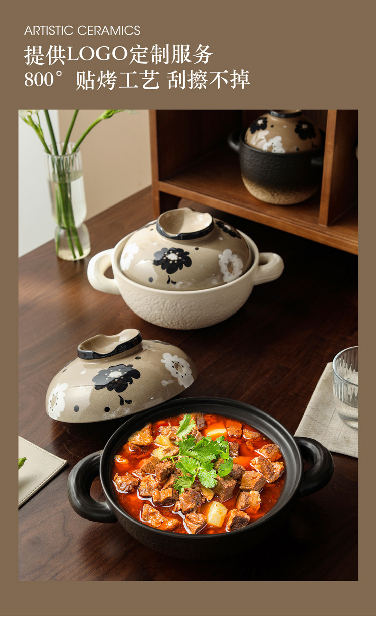 Cooking porridge 煲仔饭 dry cooking in a clay pot without cracking, gas stove special for making soup, ceramic soup pot for stewing soup, clay pot for household use pic 12