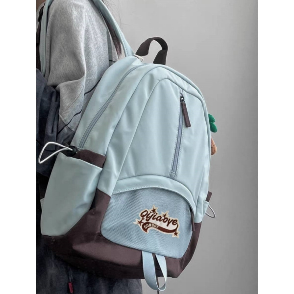 日系百搭撞色初中高中生书包休闲简约可套拉杆箱背包大容量双肩包详情11