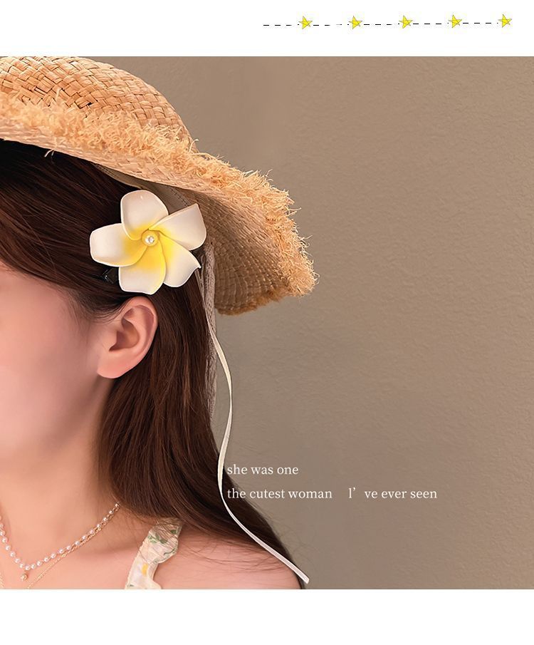 Super fairy-like frangipani headwear, summer seaside beach vacation photo clips, frangipani hairpins, Dai ethnic headwear pic 8