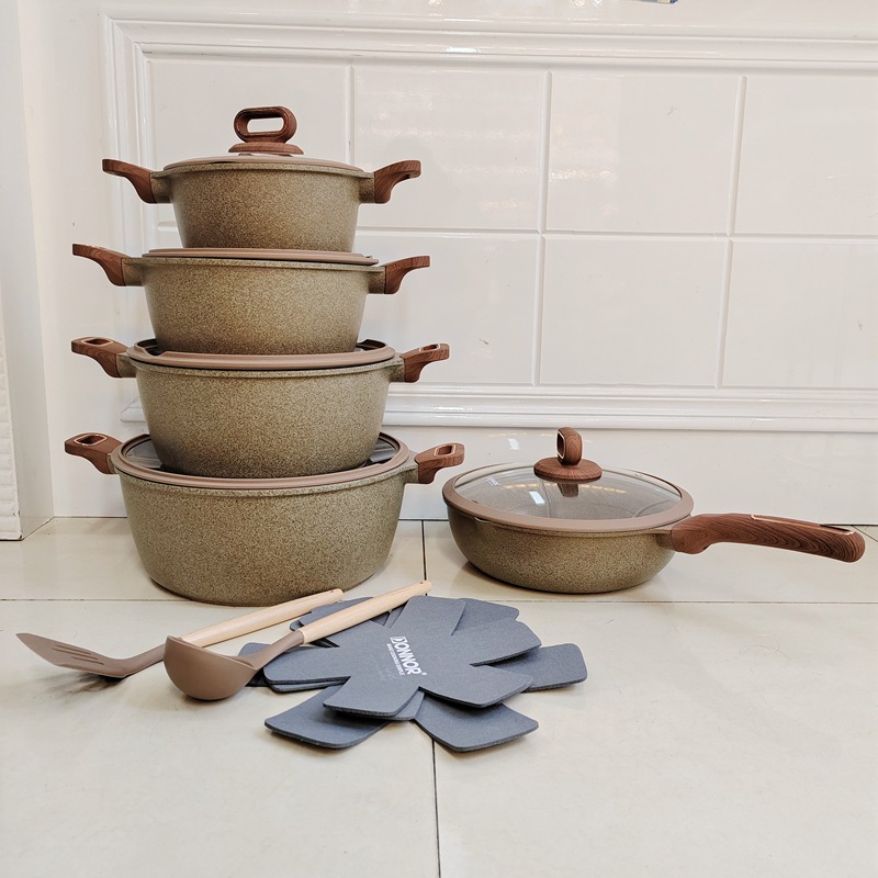 15/16 pieces cookware set 15/16 pieces non-stick pot set, tourmaline die-cast aluminum pot with bottom heat pic 11
