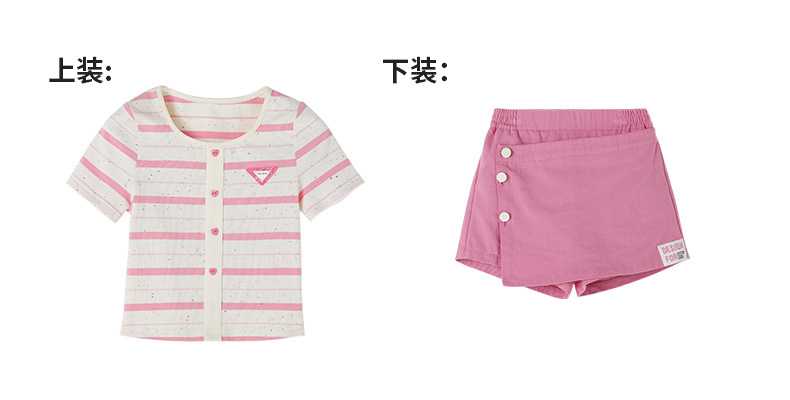 Niñas trajes de verano 2026 medias grandes pantalones cortos conjuntos de dos piezas manga corta camiseta falda wholesale niñas trajes de verano pic 10