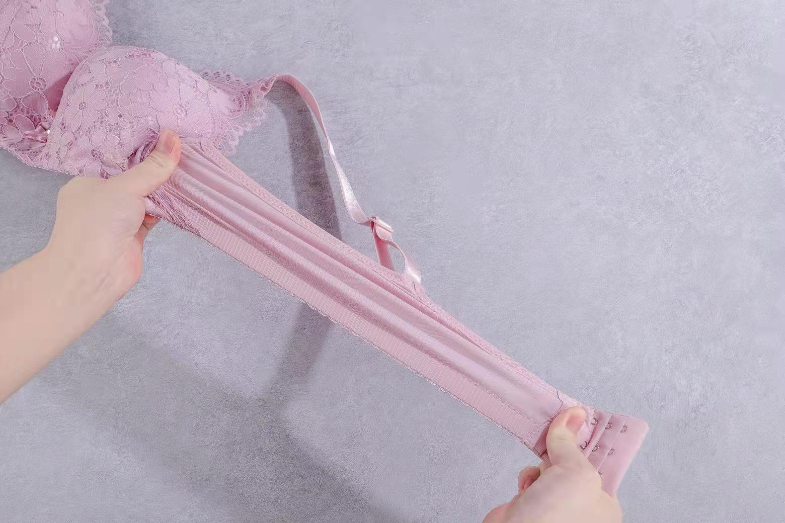 Cross-border export lace bras without steel loops, medium thick cup copper fiber lining, small breasts, gathering anti-sagging three-breasted underwear pic 16