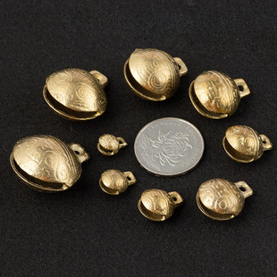 Bells, brass bells, bronze single-character bell pendants, small pendants, diy ornaments, Christmas raw copper bells pic 1