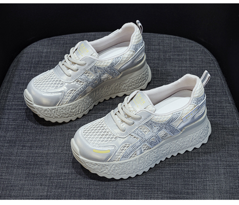 小个子厚底小白鞋女2025夏款轻奢爆款浅口透气运动增高休闲老爹鞋详情35