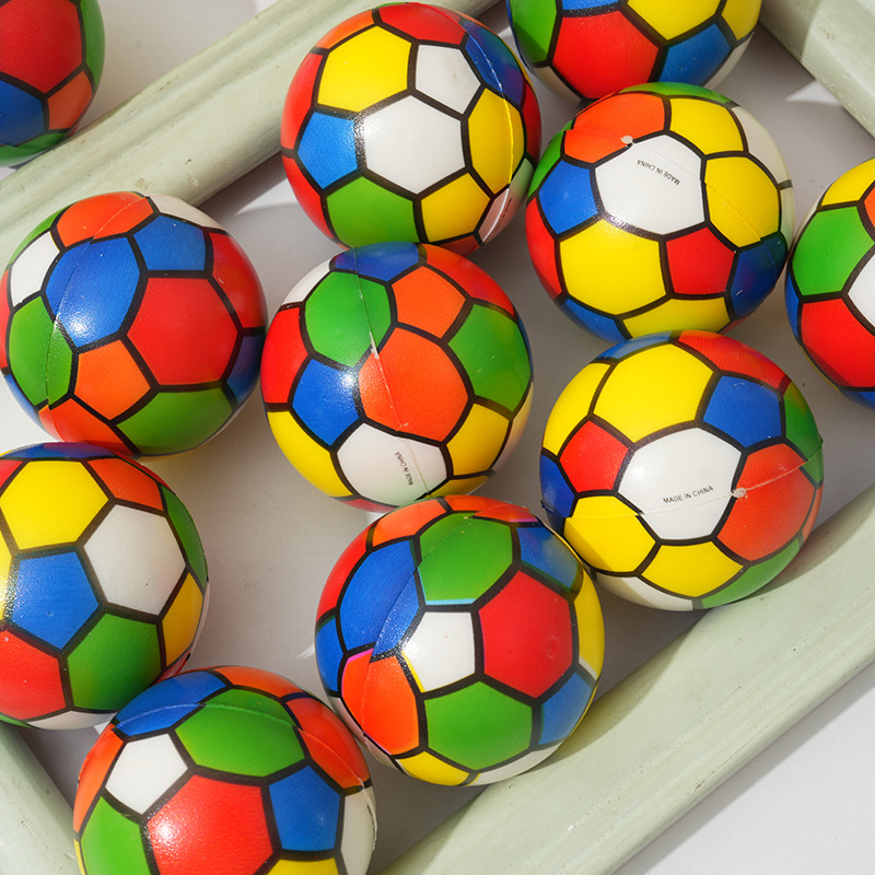 Fabricante cabello recto 6.3cm pu ball estilo de impresión de color bola elástica juguetes para niños esponja material decoración de fábrica pu ball pic 2