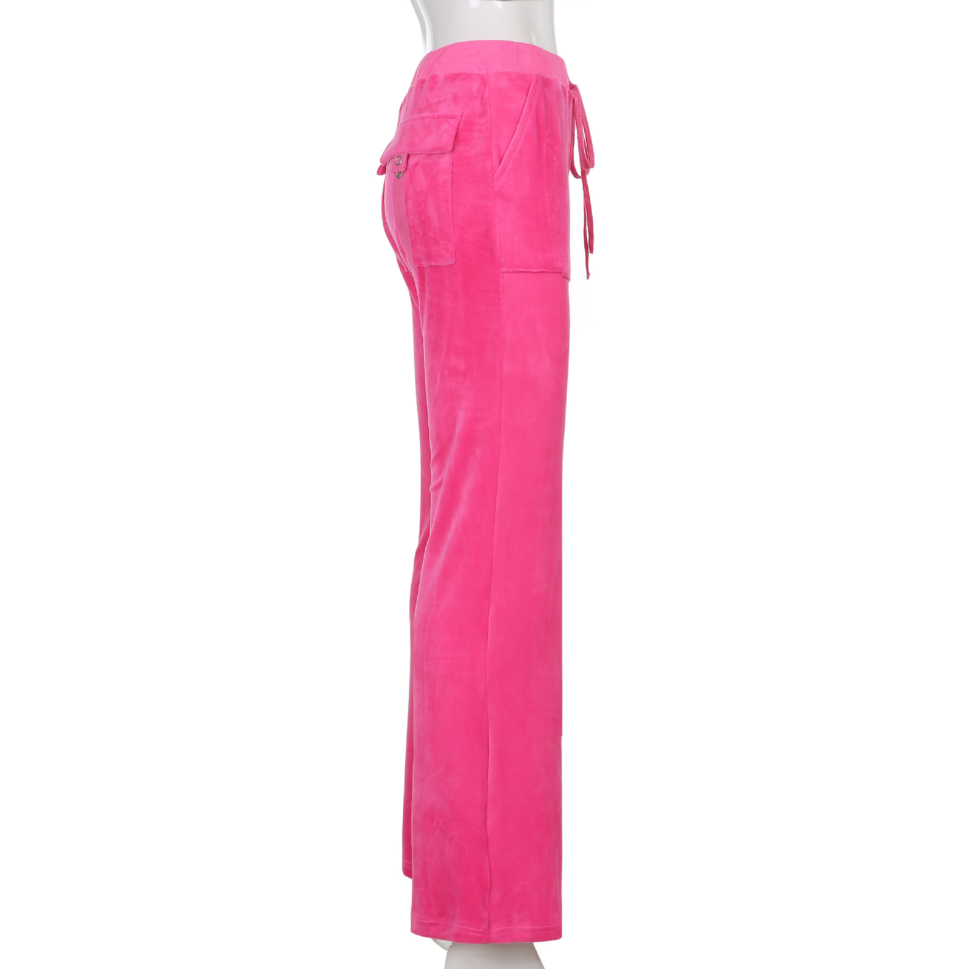 Solid color velvet slim sports suit zipper hood pic 40