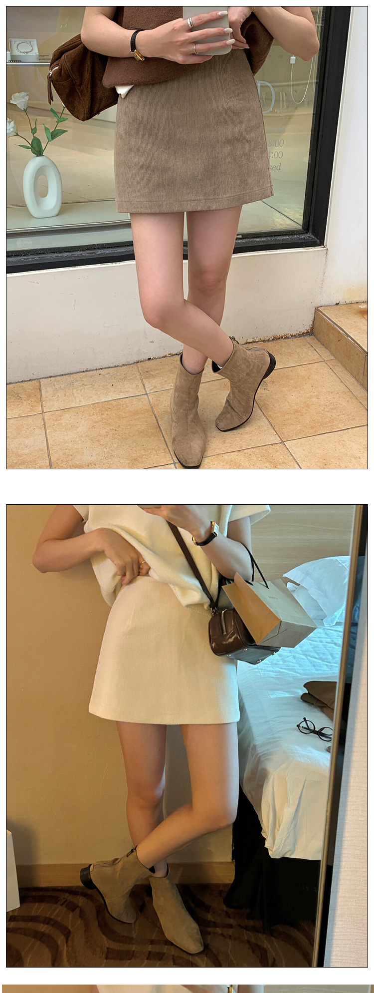 复古美拉德高腰灯芯绒半身裙女秋季2024新款韩版安可拉红a字短裙详情10