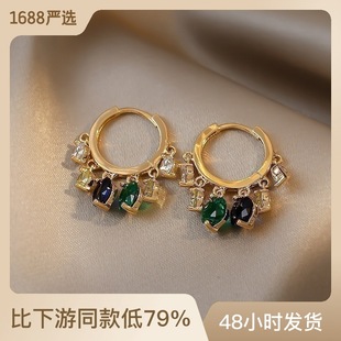 马思纯同款钉子耳环个性时尚简约C形耳圈锆石水钻耳坠925银针耳饰详情21