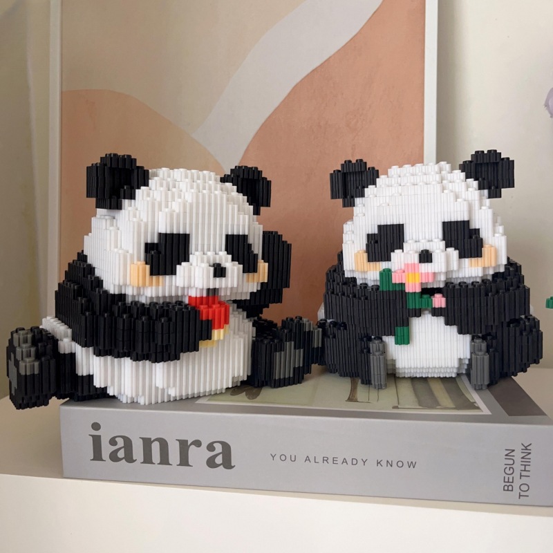 超萌花花熊猫国潮积木小颗粒儿童玩具高难度立体摆件拼图女孩礼物国潮详情11