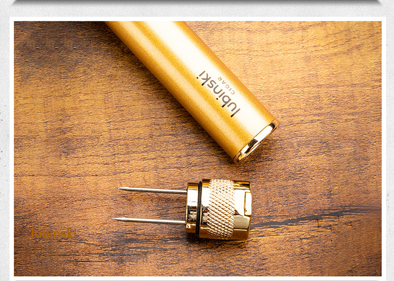 LUBINSKI cigar lighter, multi-functional portable direct-flush lighter with hole opener and ash-holding needle pic 13
